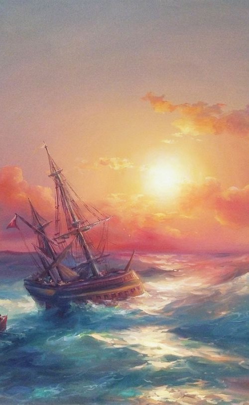 Seascape(120x80cm, oil painting) by Mexak Xazaryan