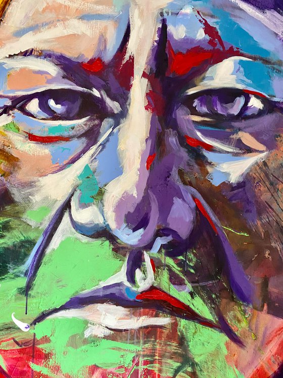 Sitting Bull Portrait Acrylic on canvas 186x186cm