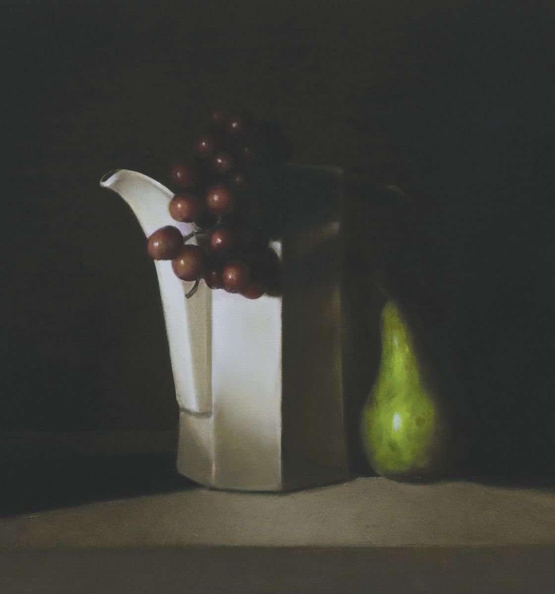 White jug and pear by Mike Skidmore