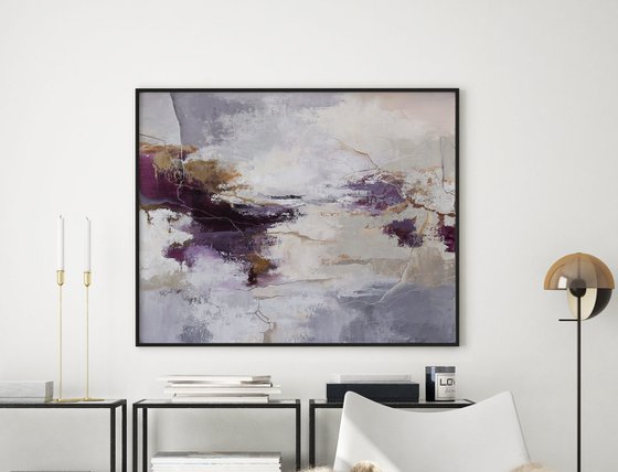 "Infinite 2" Purple gray abstract acrylic art