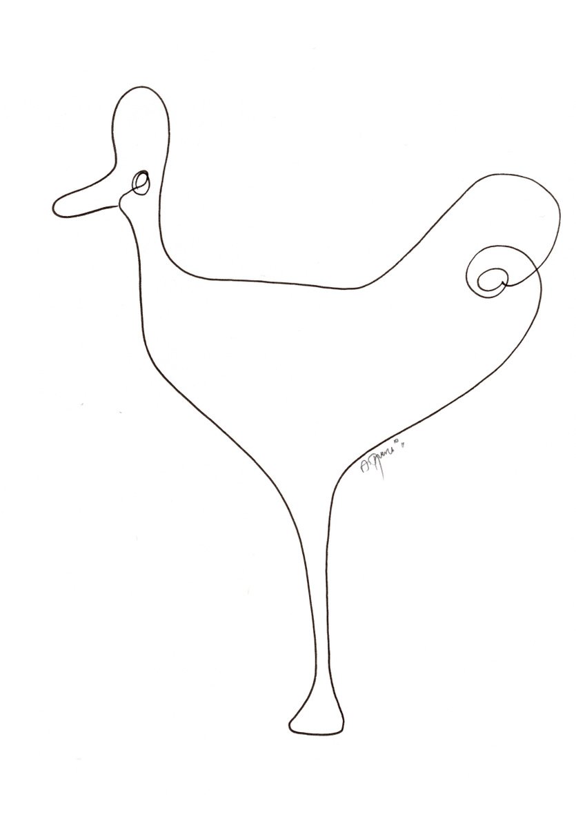 Ostrich No.4 - original line drawing by Alona Hryn