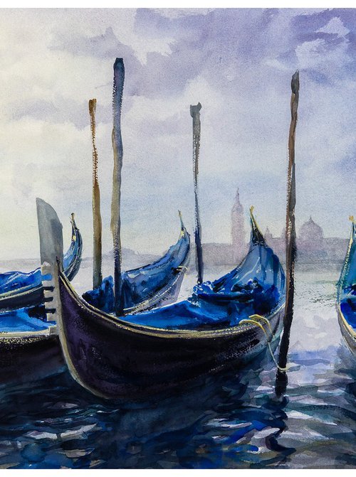 Venetian gondolas 1 by Andrzej Rabiega
