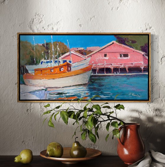 Orange Boat and Pink House