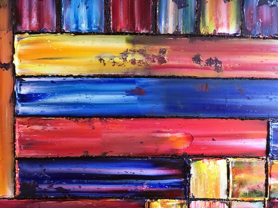 "Crossroads" - FREE SHIPPING to the USA - Large Original PMS Oil Painting On Wood - 48 x 24 inches