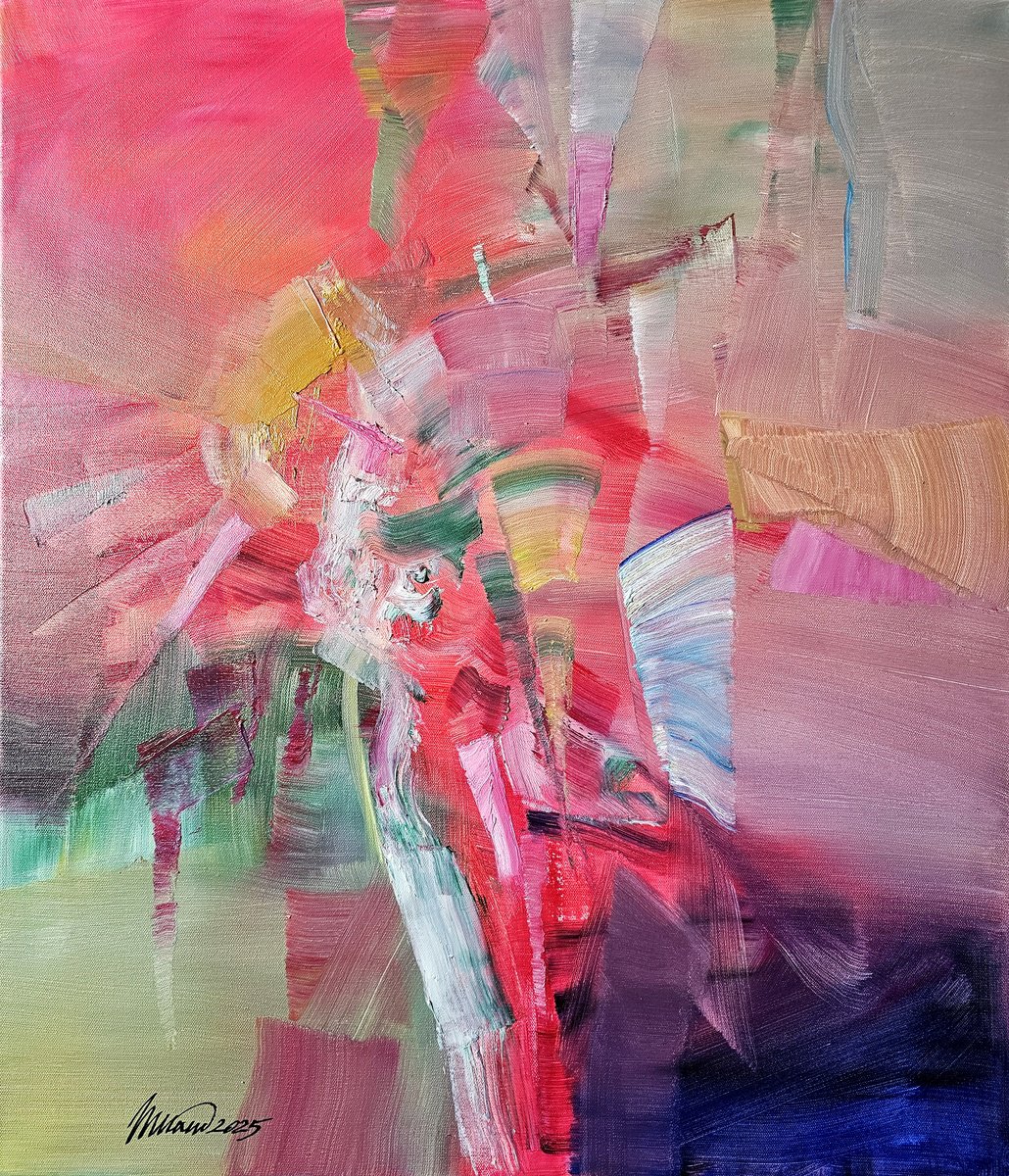 Abstract Oil Painting By Taidakov Nikolai, 24 X 28", Sunset, Original Artwork