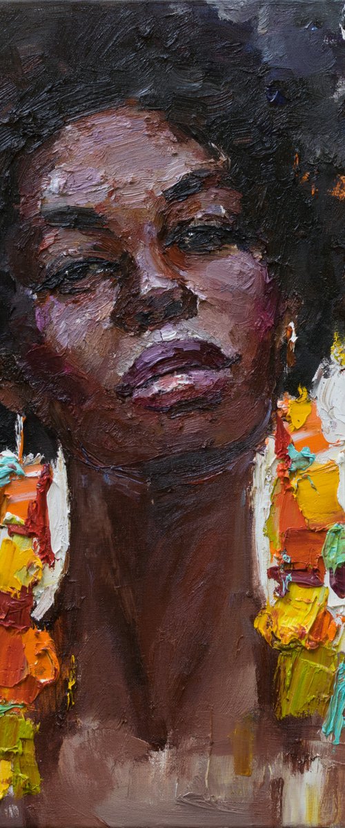 African woman portrait Original oil painting by Anastasiia Valiulina