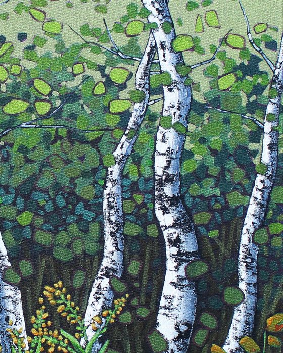 Birches with Goldenrod