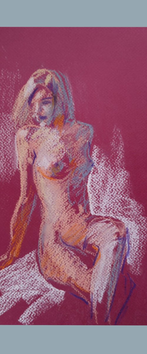 Nude on magenta by Helen Shukina