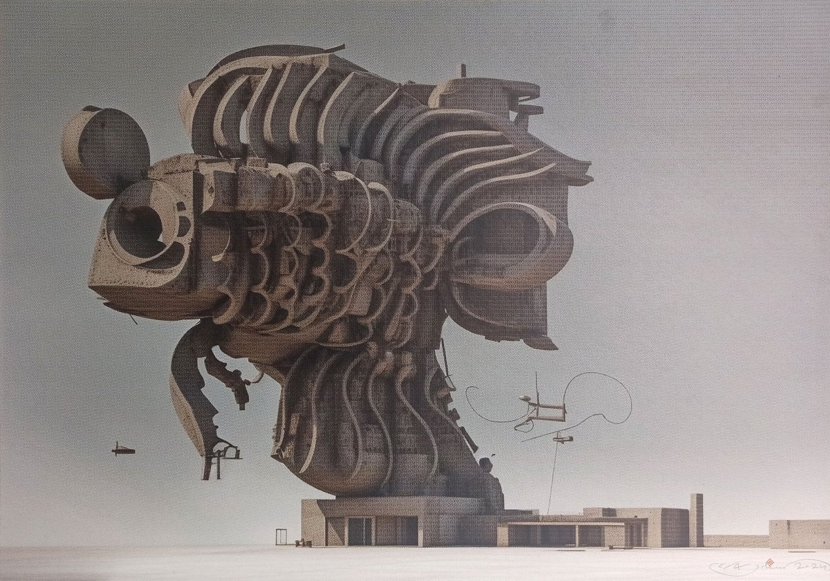 Abstract Cityscapes Giclee Print By Gokhan Okur, 39 X 28, More Elsewhere In The Desert, Original Artwork