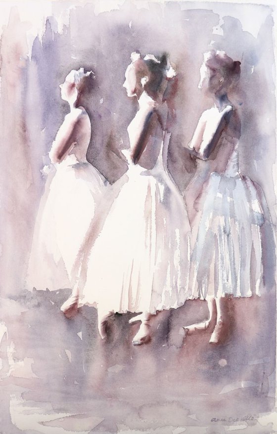 Ballerina watercolour painting "Start The Show"