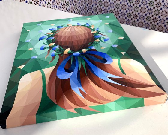 GIRL WITH FLORAL WREATH IN A FLOWER FIELD