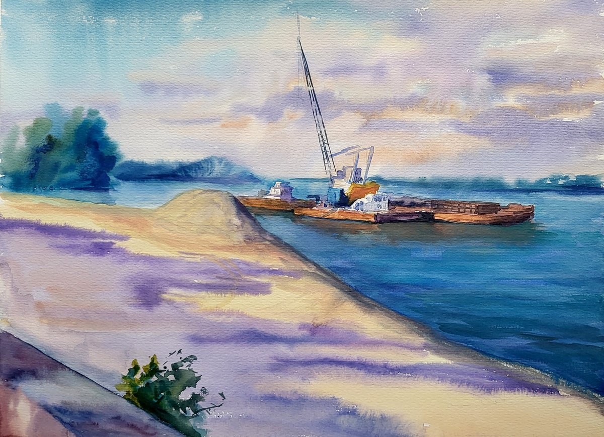 Dredge on the Dnieper by Boris Serdyuk