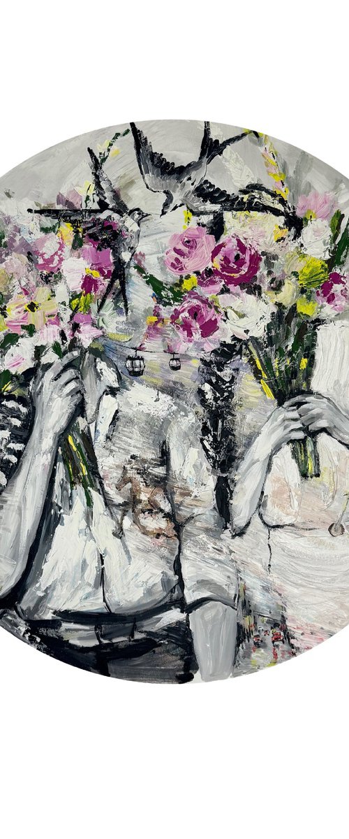 Black & White Lovers with Palette Knife by Dina Telesheva