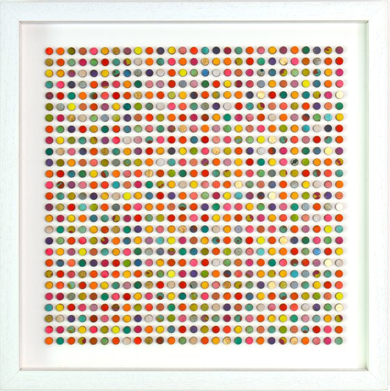 Seven Hundred and Twenty Nine 3D Painted Dots with Gold Original Painting