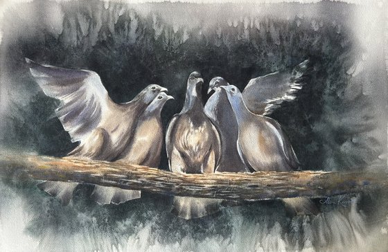 Birds on branch