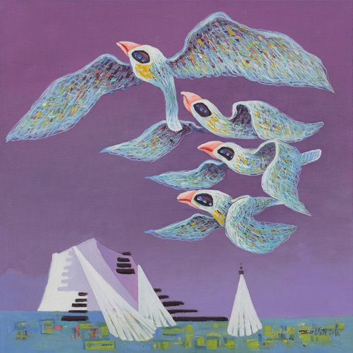 BIRDS, SKY AND CASTLE III by Xu Bin