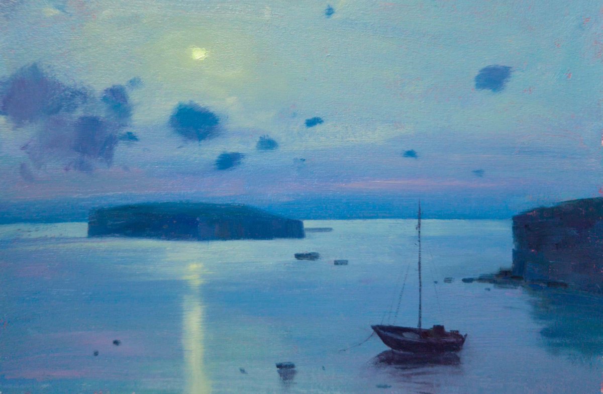 Impressionistic Landscape Oil Painting By Ayna Paisley, 12 X 8, Ocean