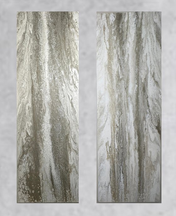 Voile — Neutral Abstract Diptych
