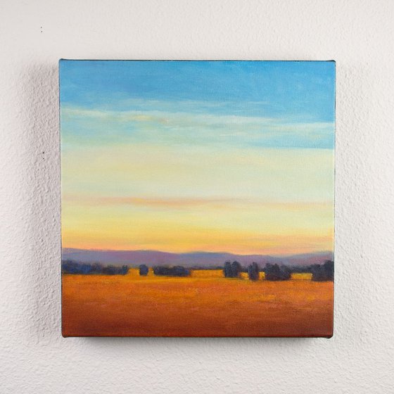 Warm Sunset impressionist blue sky landscape