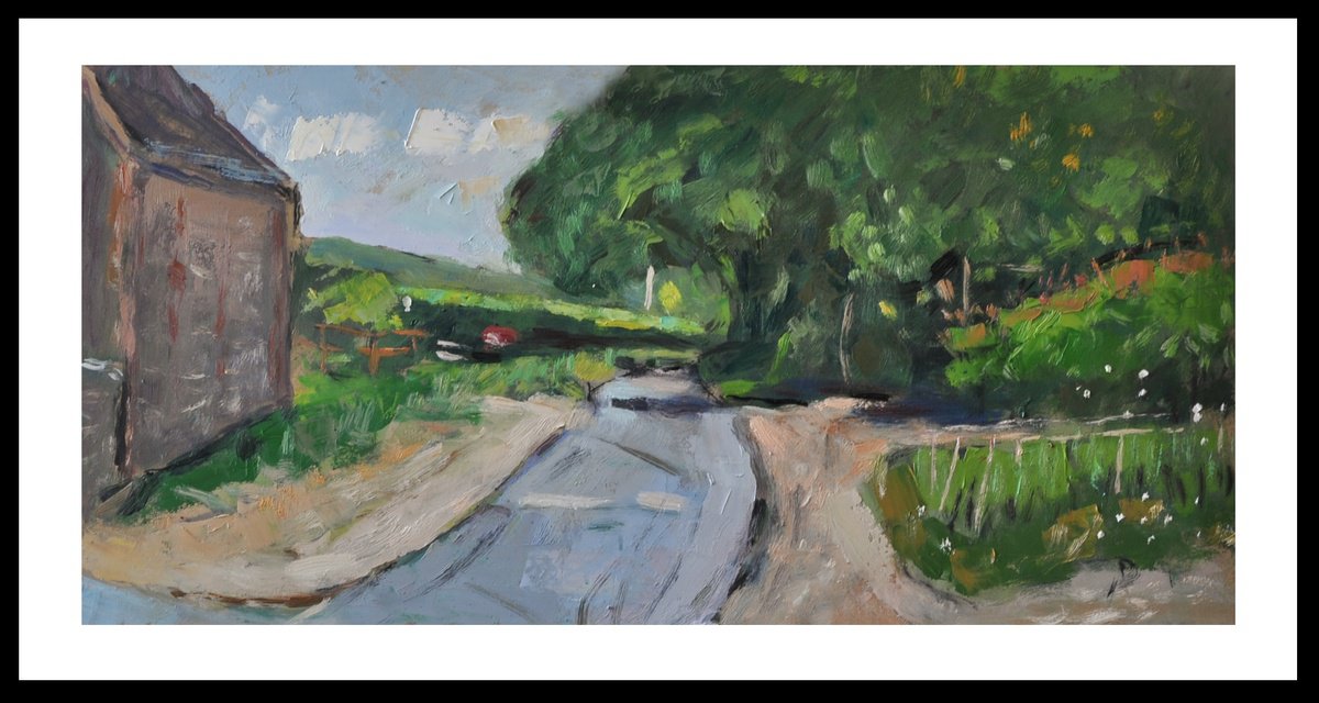 Impressionistic Landscape Oil Painting By Andre Pallat, 29 X 17, Road To The Farm, Original Artwork
