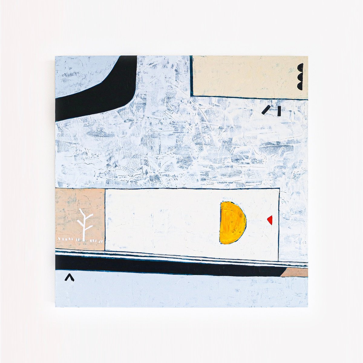 Abstract Acrylic Painting By Hyunah Kim, 36 X 36, White Night, Original Artwork