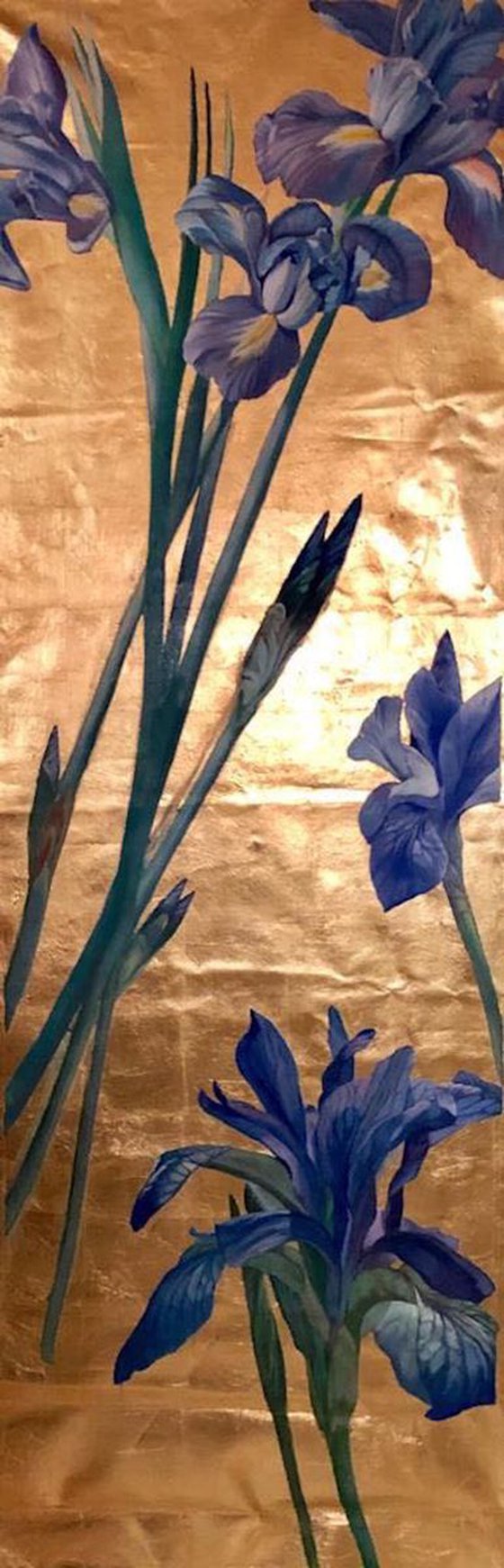 Blue Iris on Golden Canvas