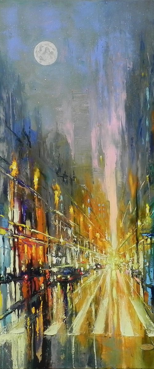 "Night city lights" - Original art by Yurii Novikov