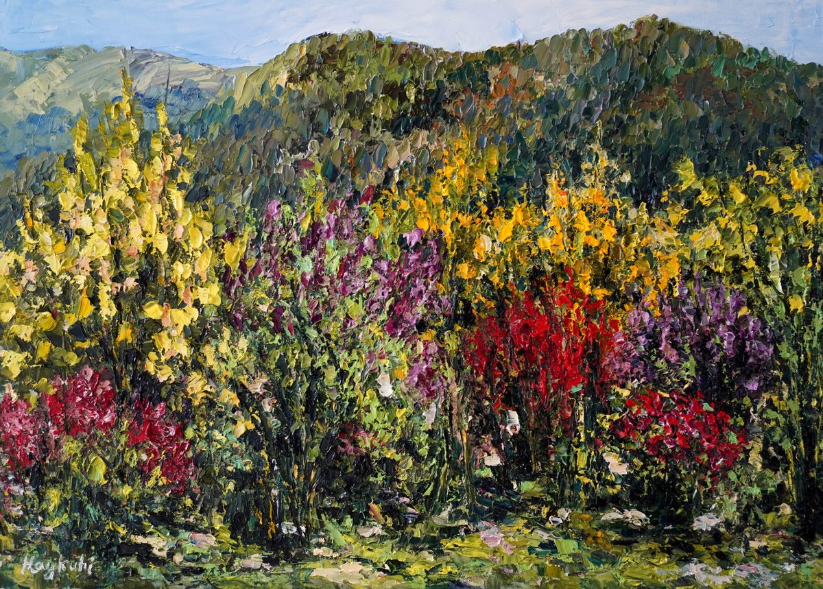 Impressionistic Landscape Oil Painting By Haykuhi Khachatryan, 28 X 20, Autumn, Original Artwork