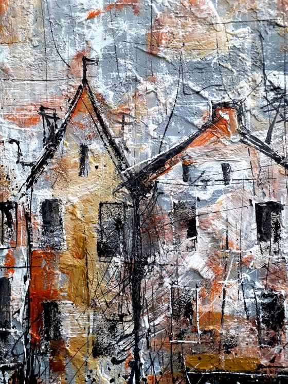 Abstract painting. City landscape