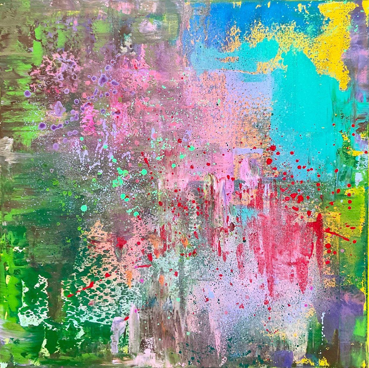 Organic Abstract Acrylic Painting By Vera Klimova, 31 X 31", Improvisation 1, Original Artwork