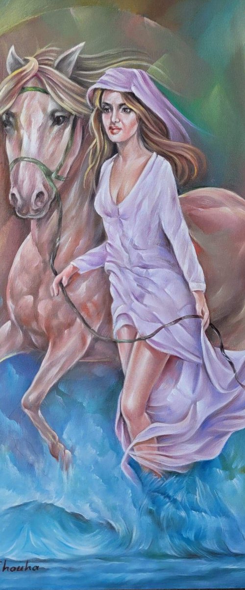woman and horse by Raphael Chouha