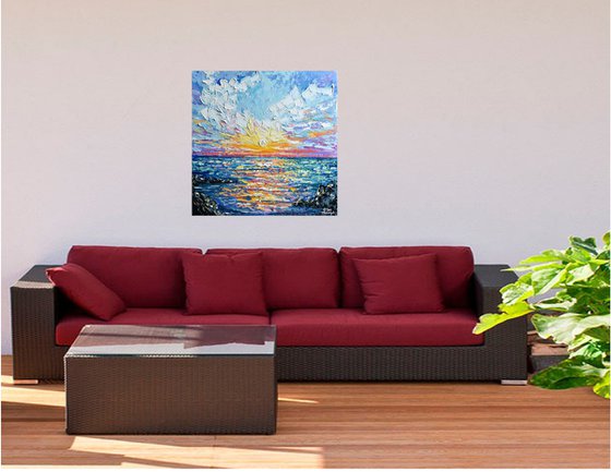 Sea Sunset - Palette Knife Seascape Painting