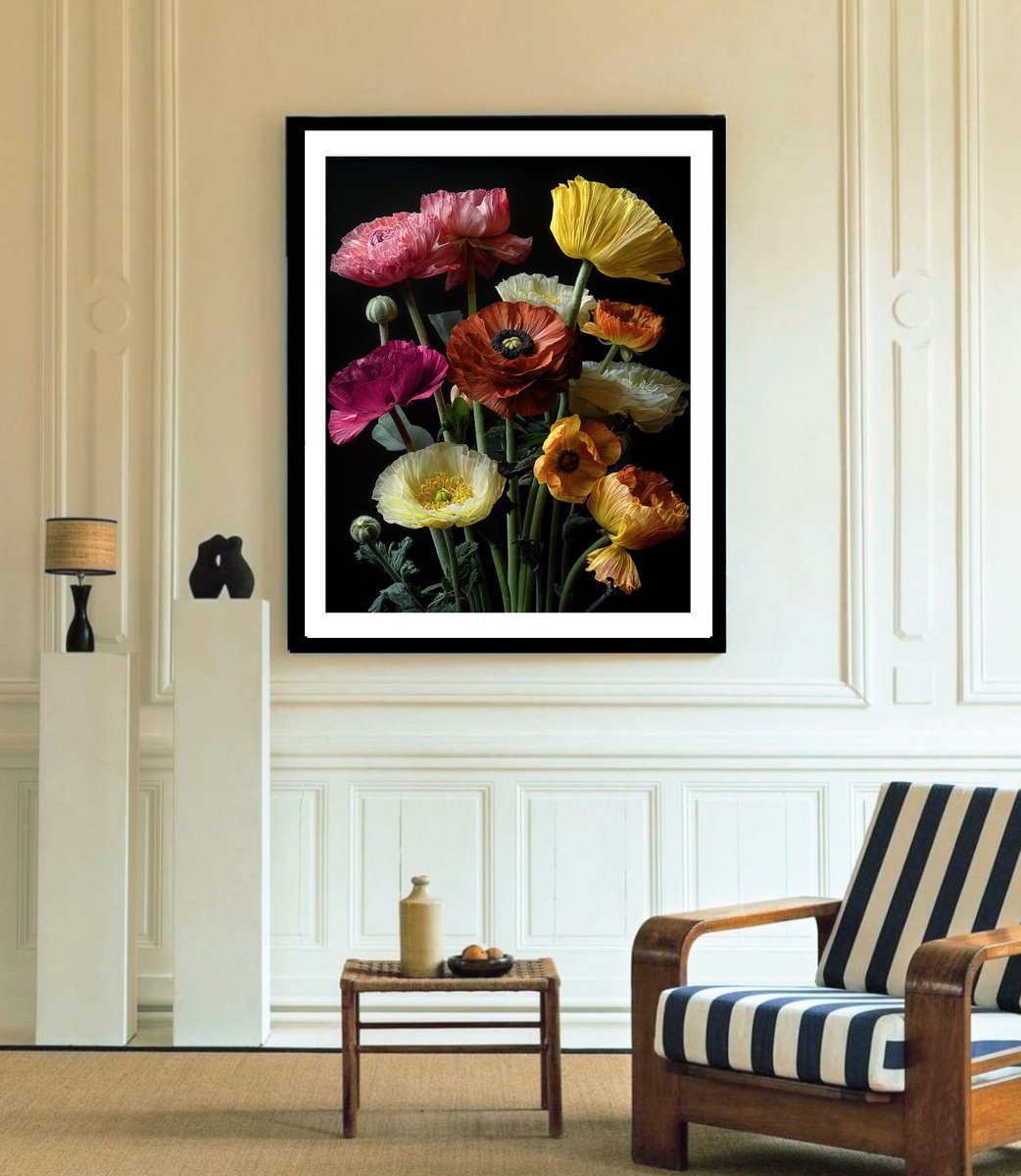 Photorealistic Botanical Photograph By Michael Filonow, 26 X 32", The Velvet Garden, Original Artwork