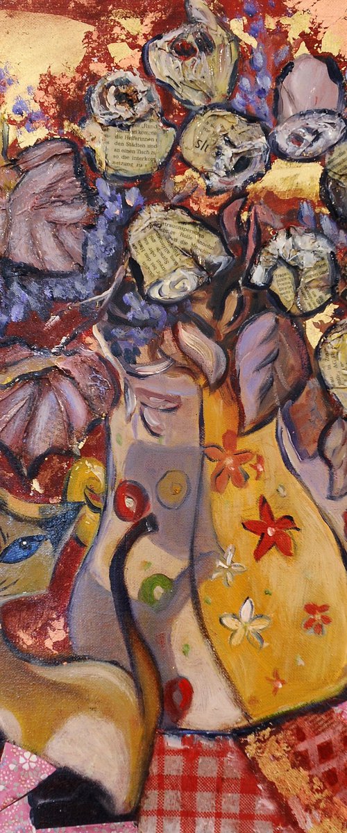 Stilllife with cat and flowers by Vera Stein