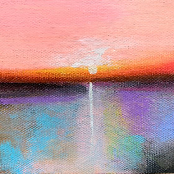 Pink sky  ! Small Landscape Painting!!  Ready to hang