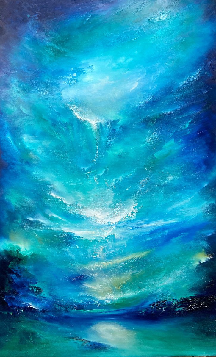 Organic Landscape Oil Painting By Paul Kingsley Squire, 30 X 48", Seraphinite Falls, Original Artwork