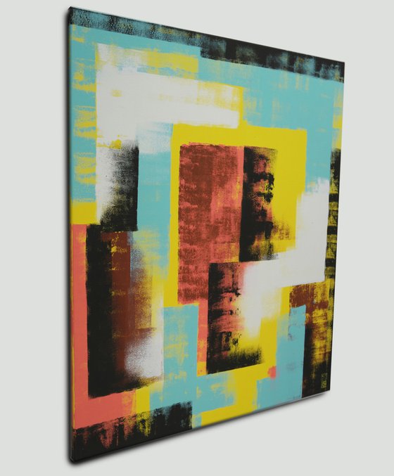 Untitled in Yellow Brown & Pink - 90x110 cm - Ronald Hunter - 11J