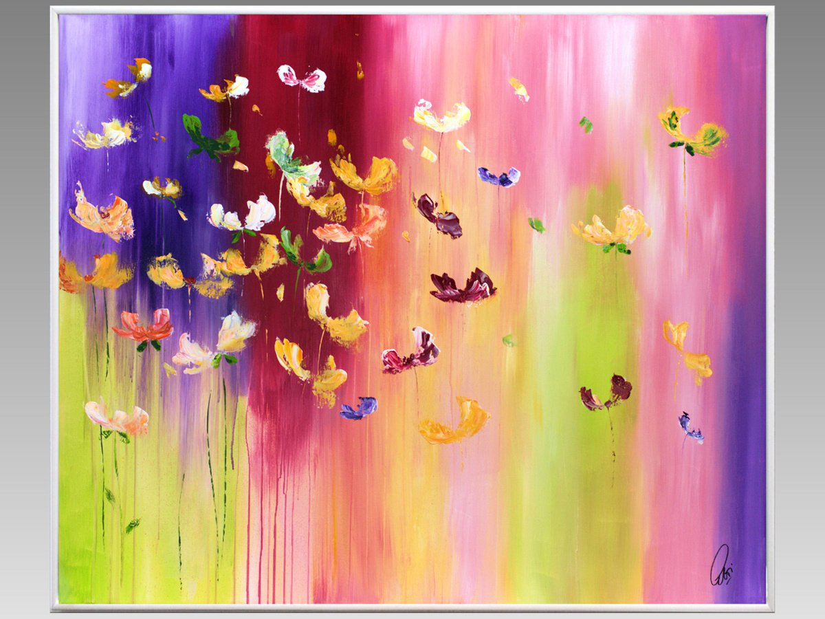 Colourful Spring - Abstract Art - Acrylic Painting - Canvas Art - Abstract Flower Painting... by Edelgard Schroer