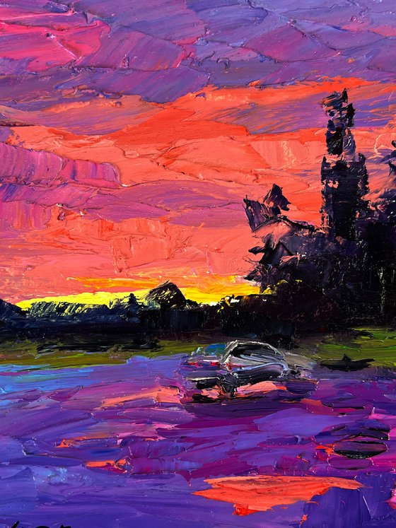 A Romantic Sunset Outside the City