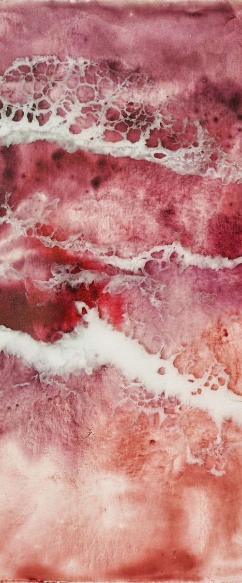 Potters pink sea - original seascape artwork by Delnara El