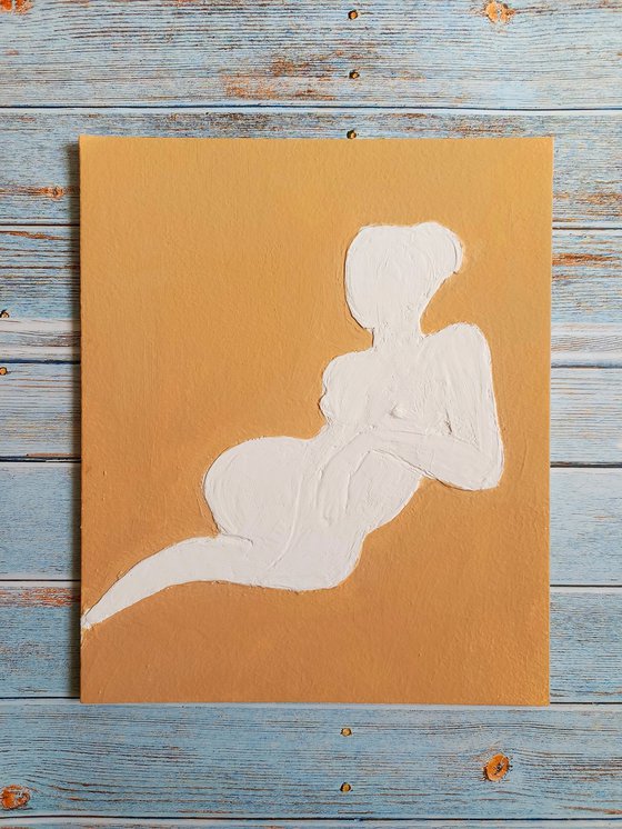 Minimalistic art Base relief Naked woman figure