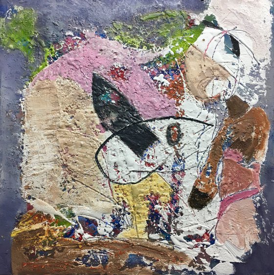 Original Abstract Painting Animal Planets Knife Palette Art Contemporary Artwork
