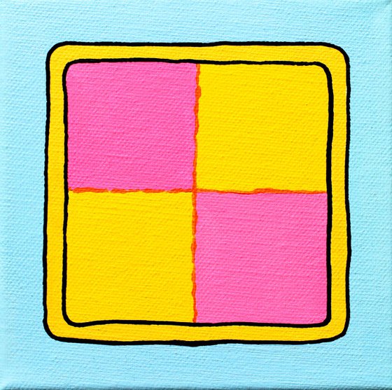 Battenberg Cake Pop Art Painting On Miniature Canvas