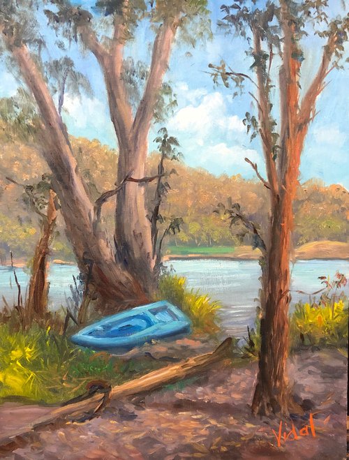 Early Morning Kayaking - plein air painting by Christopher Vidal