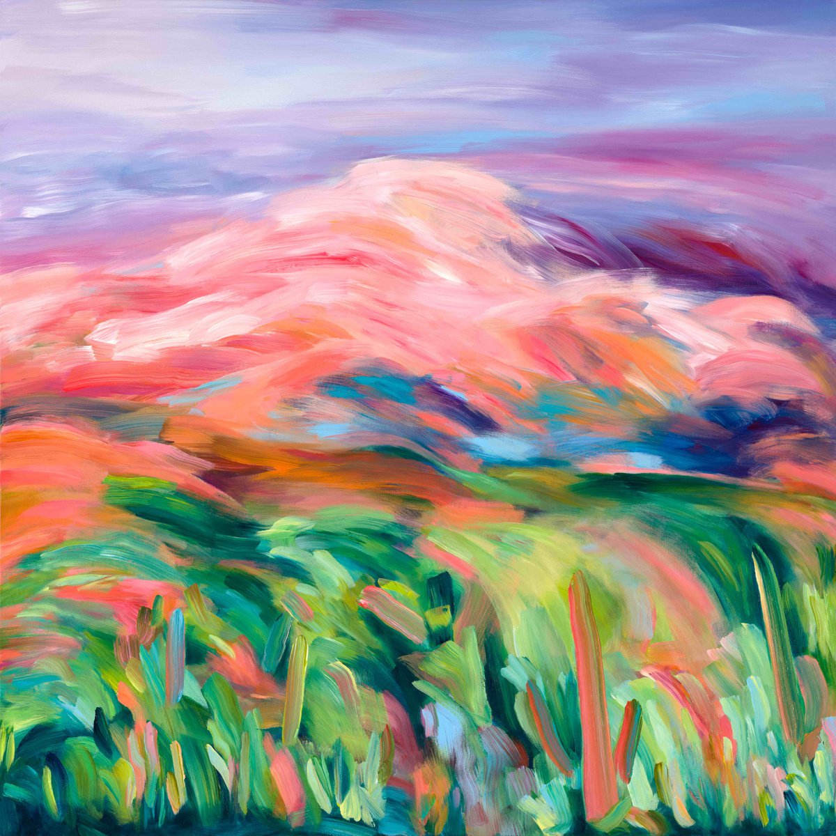 Expressive Landscape Acrylic Painting By Alanna Eakin, 31 X 31, Recently I