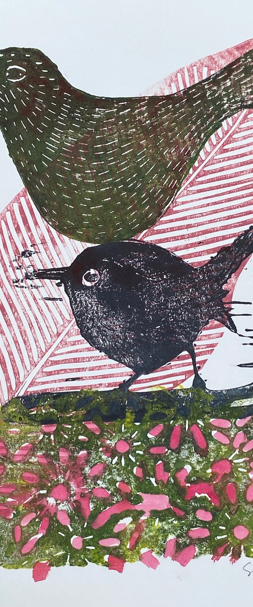 Bird cherrys and feather by Sidse Friis