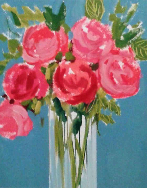 Roses on Blue