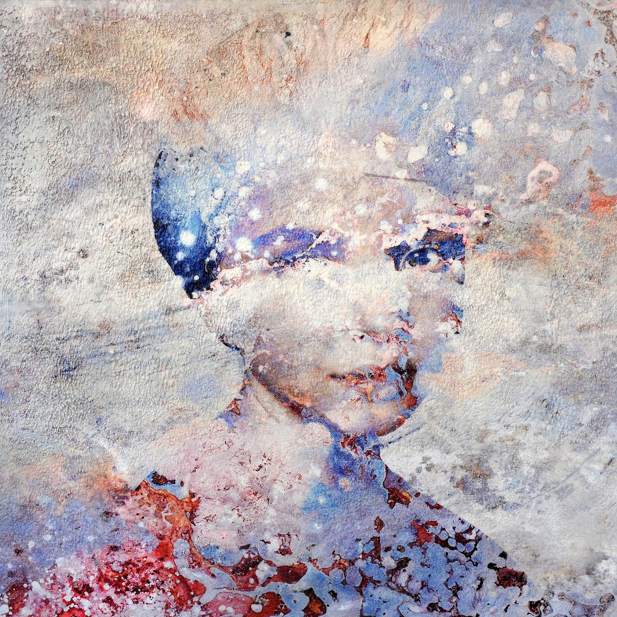 Urban And Pop Portrait Acrylic Painting By Karin Vermeer, 39 X 39", Spinel, Original Artwork