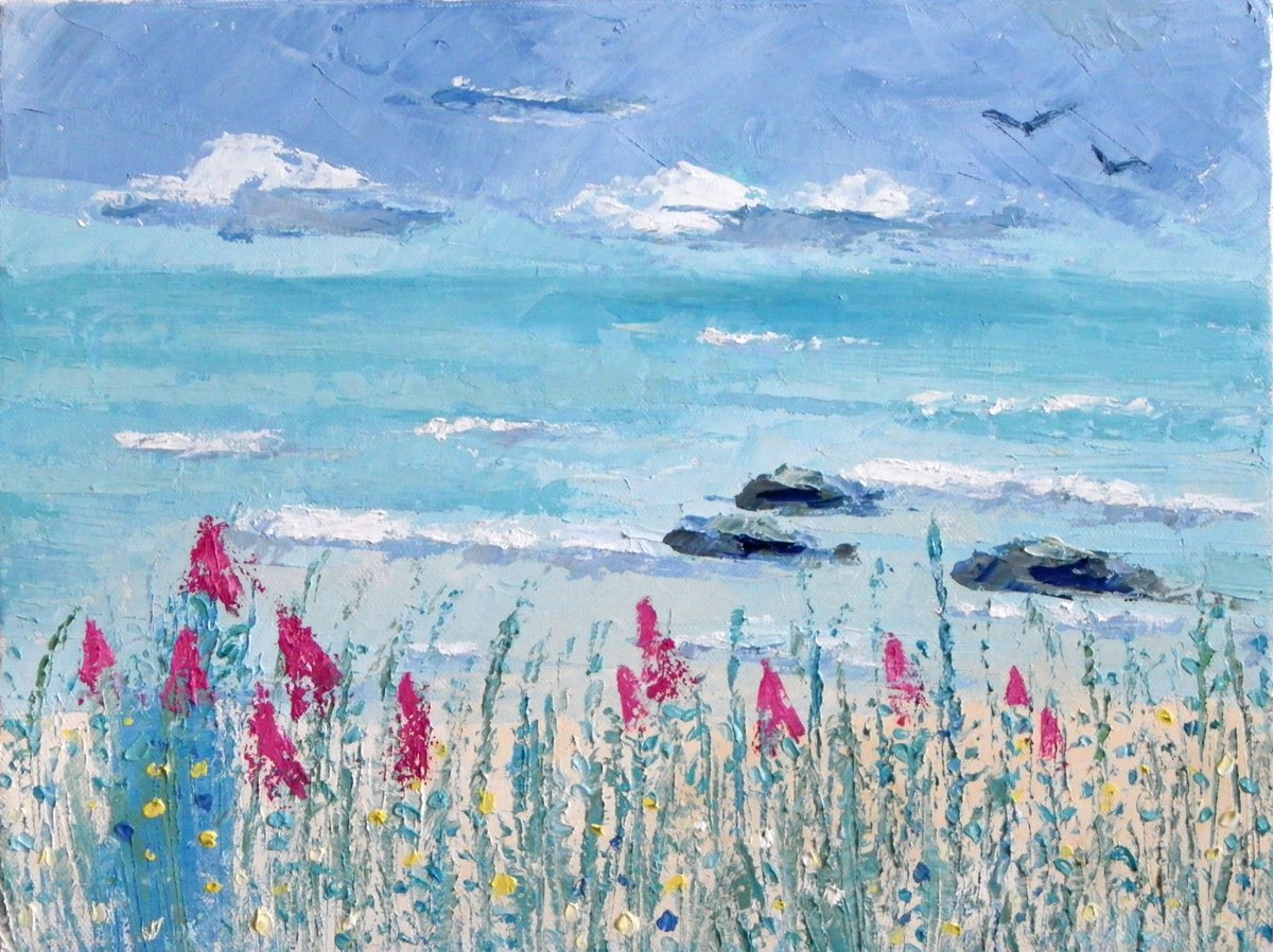 Me Time- seascape painting- palette knife- oil- canvas art- home decor by Mary Stubberfield