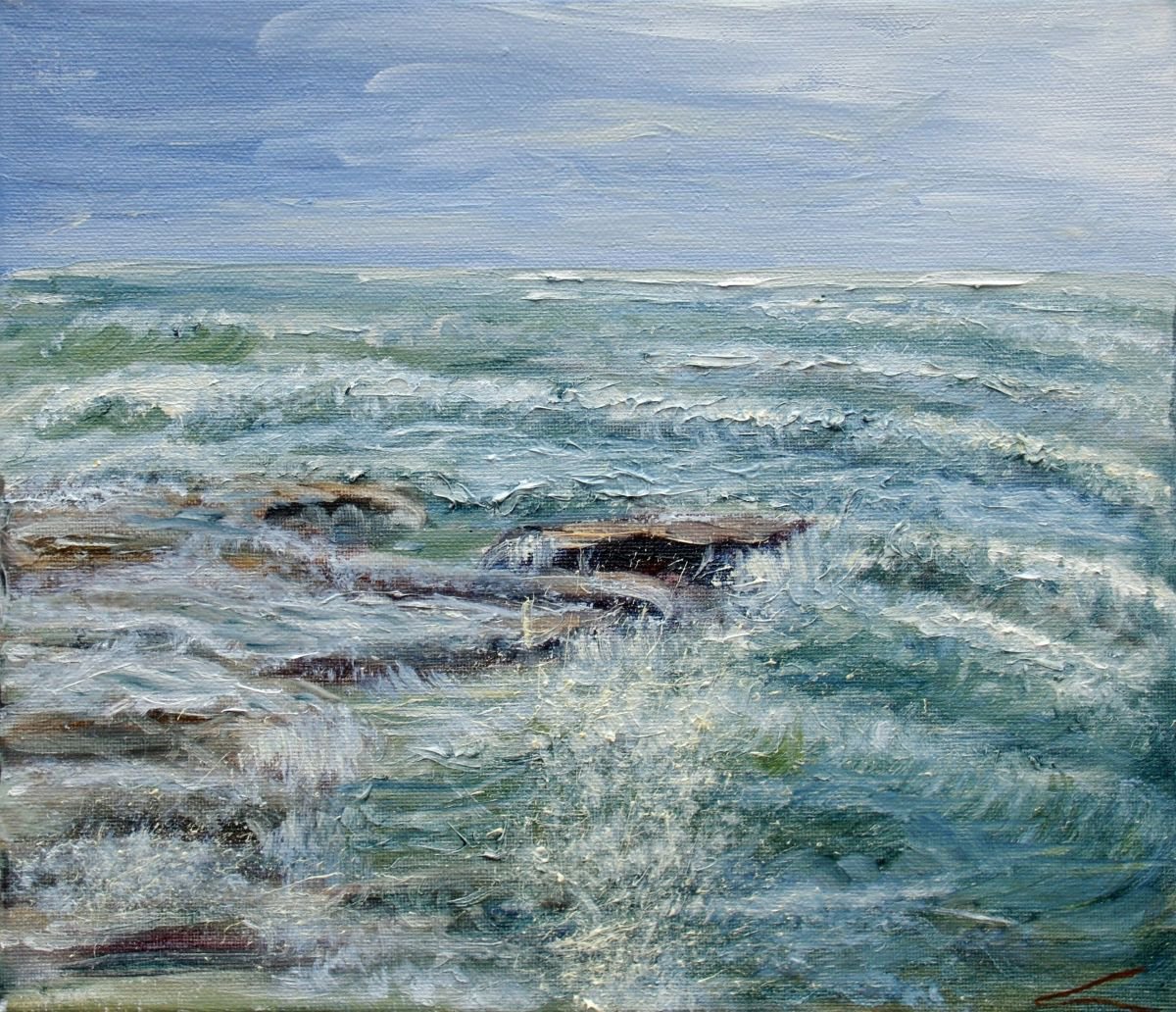 Stormy sea at Sicilia by Elena Sokolova